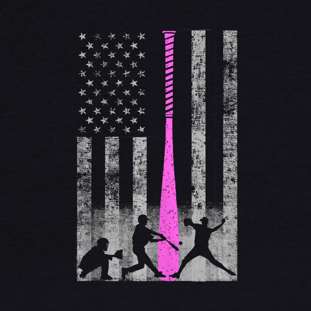 Pink Bat Baseball Flag Baseball Breast Cancer Awareness by klausgaiser